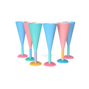Postmodern Vintage Champagne Flutes - Pastel Plastic - Set of 7