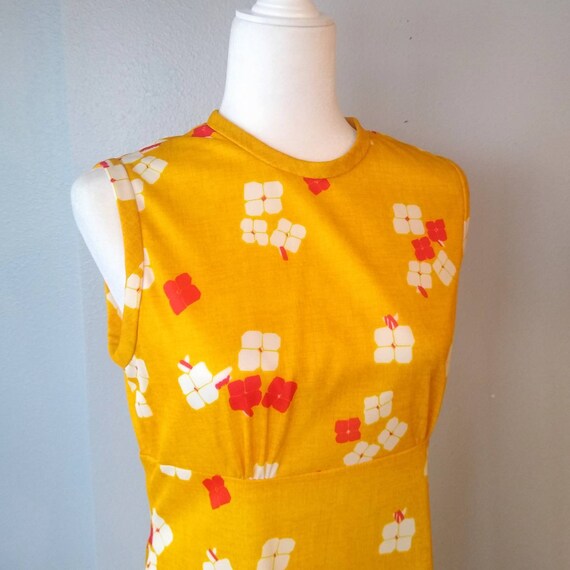 Vintage Yellow Maxi Dress - Marigold Yellow Flora… - image 4