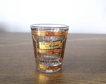 Vintage Culver Souvenir Shot Glass - Las Vegas - Collectible Shot Glass with 22K Gold Detail - Vintage Glassware