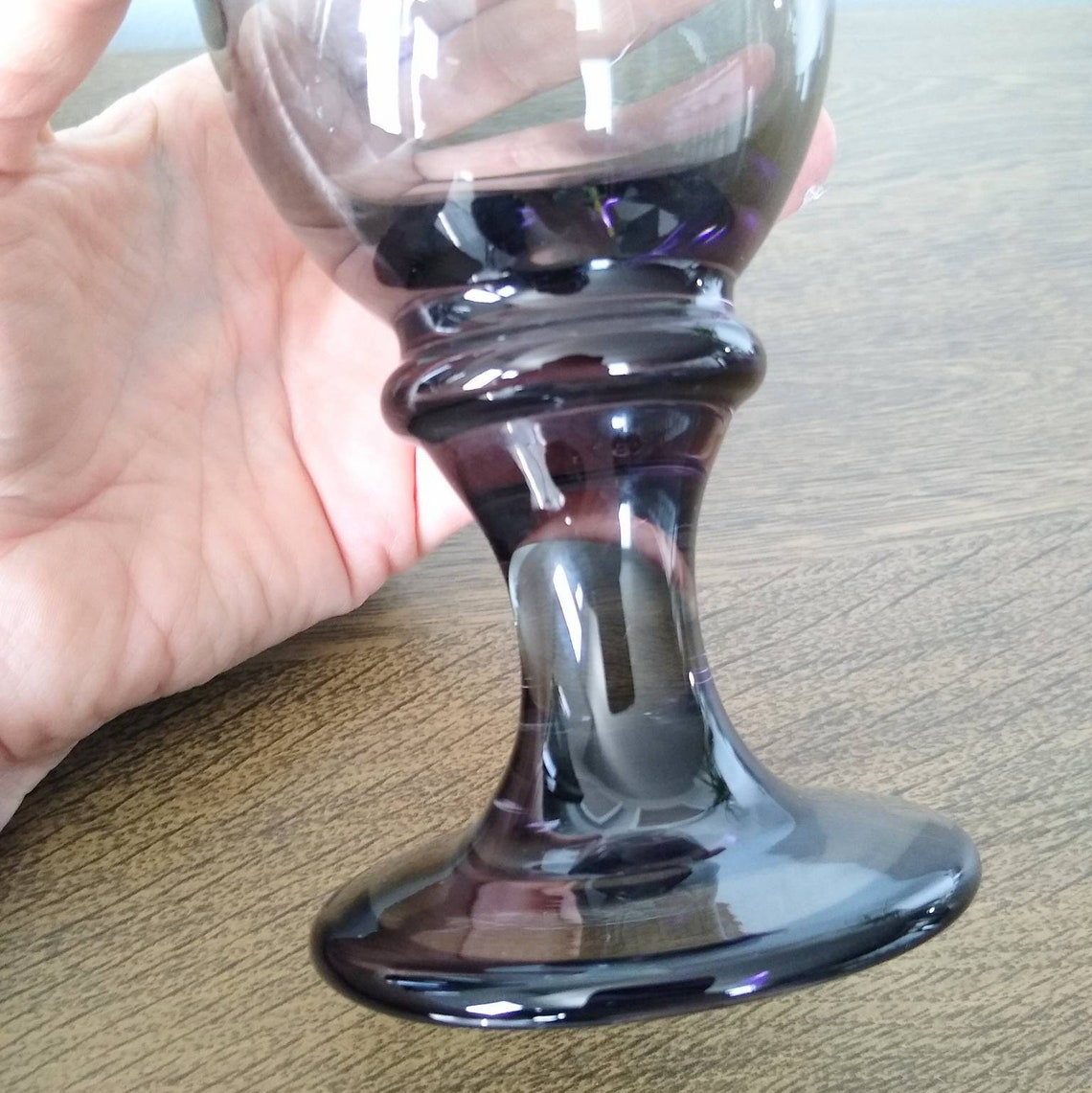 Vintage Libbey Nova Black Water Goblets Smoky Gray Wine Etsy