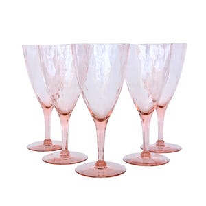 Vintage Pink Depression Glass Water Goblets - Wine Glasses