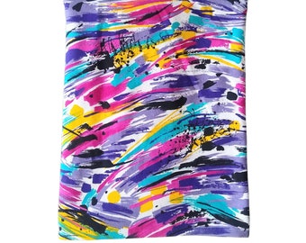 Totally Rad 1980s Vintage Fabric - Gilbert Frank Cotton Knit Fabric with Colorful Brushstroke & Paint Spatter Pattern