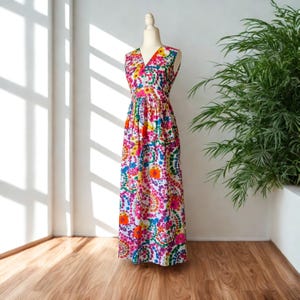 Vintage Sleeveless Flower Power Cotton Maxi Dress