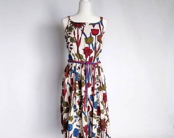 Vintage Fit & Flare Sundress with Oversize Mod Graphic Floral Print