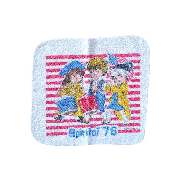 Vintage 1976 Bicentennial Spirit of 76 Washcloth - Novelty Towel - Vintage Towels