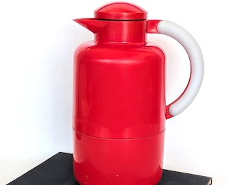 80s Vintage Red Insulated Thermo Plus Thermal Carafe - Postmodern German Coffee Butler
