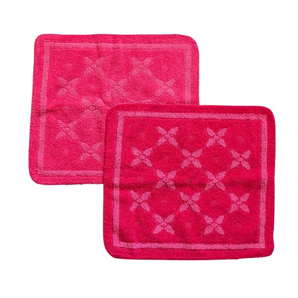 Vintage Sears Red & Pink Washcloth Set - Colorful Bath Towels