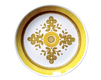 Vintage Jamestown Folk Design Dinner Plates - Jamestown China - Yellow and White - Vintage Dinnerware