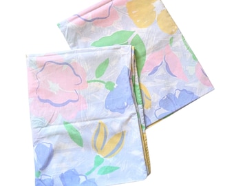 Vintage Marimekko Pillow Shams - Set of Two - Floral Pattern - 1980s Bed Linens