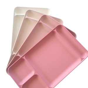 Set of 4 Vintage Tupperware Divided Snack Lunch Trays in Shades of Pink - Pink Tupperware