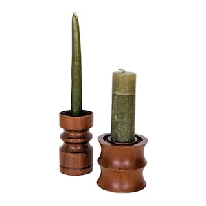 Vintage Danish Modern Wood Candle Holders - Midcentury Decor