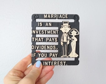 Vintage Marriage Wall Plaque: Black Metal Wedding Gag Gift