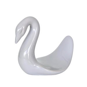 1980s Vintage Ceramic Swan Towel Holder - Pastel Bath Decor