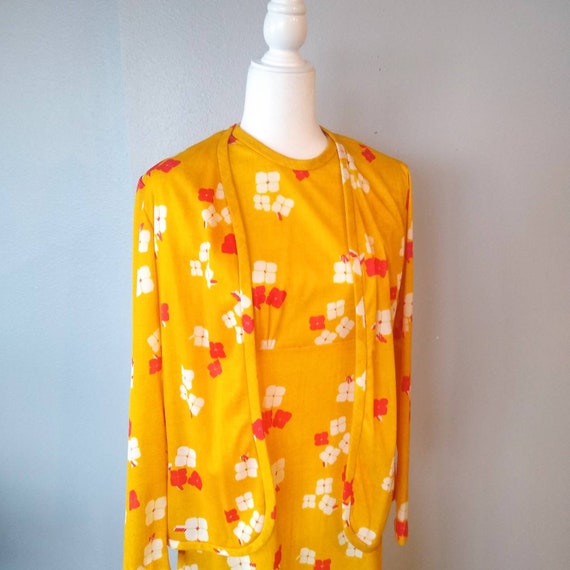 Vintage Yellow Maxi Dress - Marigold Yellow Flora… - image 7