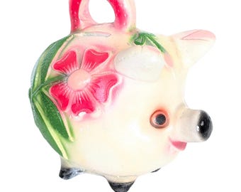Vintage Chalkware Pig Piggy Bank - Made in Mexico - Coin Bank