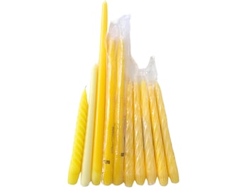 Set of 10 Vintage Yellow Taper Candles - Sunny Spring Mix - Vintage Candles