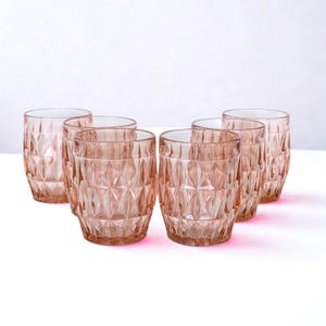 Vintage Jeanette Pink Windsor Tumblers - Depression Glassware