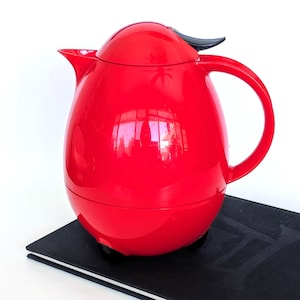 1980s Vintage Leifheit Slany Design Red Columbus Thermal Carafe  - Memphis Postmodern Design