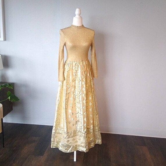 Vintage Gold Lurex & Lame Evening Dress -  Lurex … - image 1