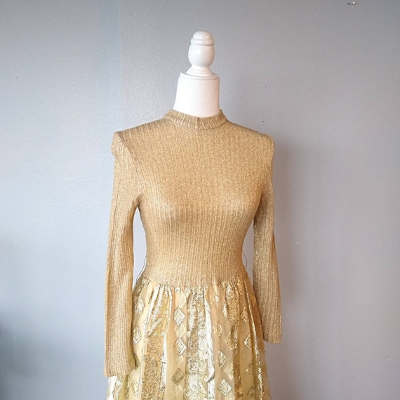 Vintage Gold Lurex & Lame Evening Dress -  Lurex … - image 3