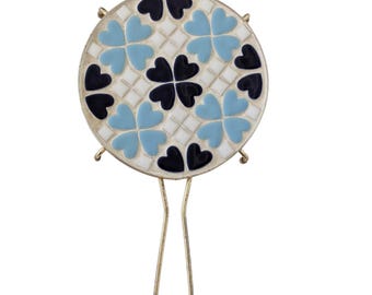 Vintage Mosaic Tile Trivet with Heart Shaped Tiles - Midcentury Decor