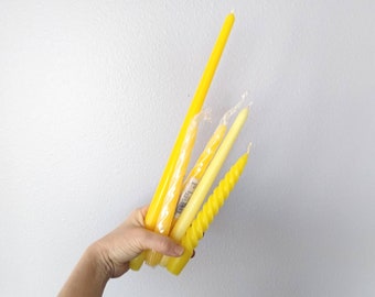 Vintage Yellow Taper Candles - Set of Eight Yellow Vintage Taper Candles - Mixed Lot - Sunny Spring Mix