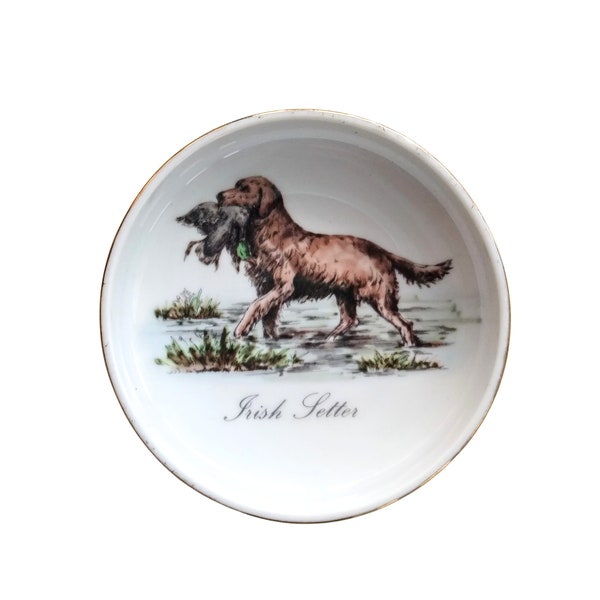 Vintage Enesco Ceramic Ashtray with Irish Setter - Collectible Ashtray - Hunting Dog Ashtray