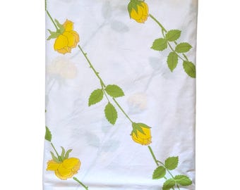Vintage Christian Dior for Wamsutta Twin Flat Sheet with Yellow Roses - Dior Rose Pattern