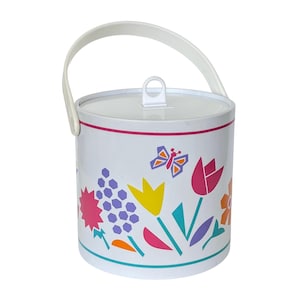 80s Vintage Floral Ice Bucket - Retro Barware