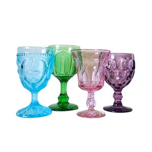 Vintage Colored Glassware - Goblets and Wine Glasses