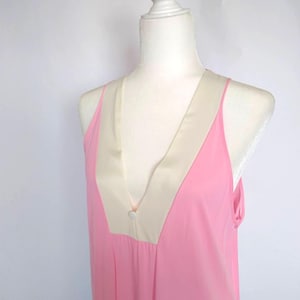Vintage Pink & White Nightgown Nightie with V Neck
