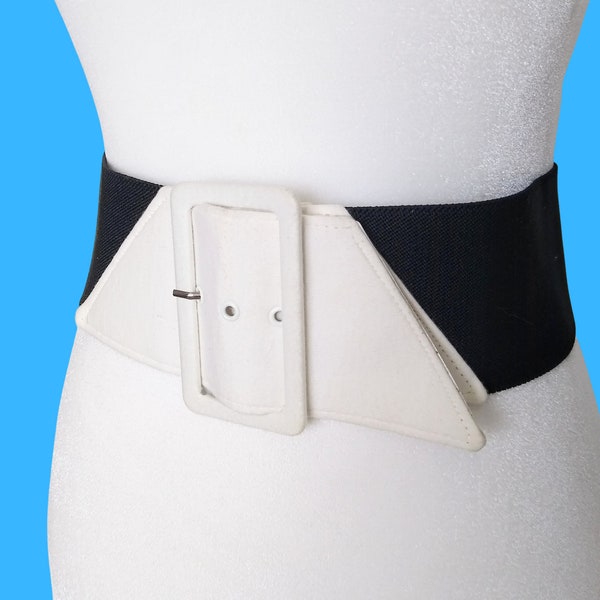 Vintage 1980s Avant Garde Belt - Astor Geometric Belt - Avant Garde Black & White Belt - 1980s Vintage Clothing - Retro Belt