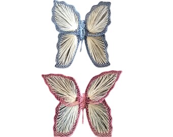 Vintage Woven Raffia Butterflies - Vintage Wall Decor - Vintage Butterfly Decor
