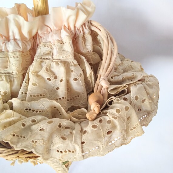 RARE 1950s Novelty Wicker Parasol Handbag with Mi… - image 10