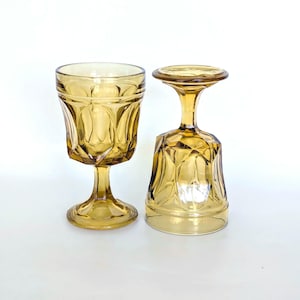 Vintage Anchor Hocking Amber Wine Glasses - Fairfield Pattern, Set of 2