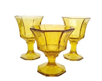 Vintage Yellow Independence Octagonal Wine Glasses