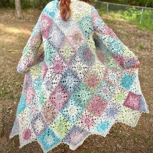 Crochet Coat Pattern - Diamond Daisy Coat Crochet Pattern // Long Cardigan Duster Pattern