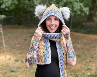 Crochet Pixie Hood Pattern - Easy Beginner Crochet Scarf Pattern