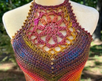 Dahlia Crochet Crop Top Pattern - Flower Halter (PDF Pattern)
