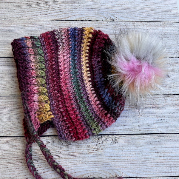 Crochet Hat Pattern - Easy Beginner Slouchy Winter Hat Cap Ribbed Brim // Traveller Pompom Slouchy Hat PATTERN