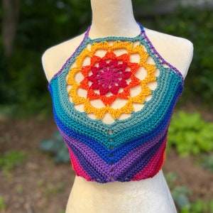 Mandala Crop Top Crochet Pattern // Hippie Halter Crochet Tutorial image 1