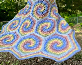 Spiral Hexagon Blanket Crochet Pattern // Chunky Large Throw Blanket