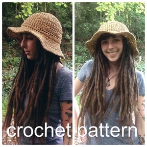 Crochet Hat Pattern Sun Hat // Beach Hat // Wide Brim Straw Hat // Dixie Raffia Sunhat image 5