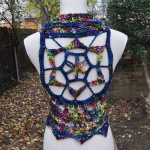 Häkelweste Muster - ärmelloser Boho Pullover // Shrug Weste für Frauen Easy // Starflower Mandala Weste MUSTER