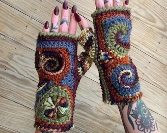 Freeform Crochet Fingerless Gloves Pattern (PDF Download)