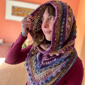 Crochet Scarf Pattern // Fable Cowl // Unique Textured Bandana Hooded Scarf