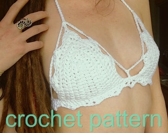 Crochet Bohemian Bralette Pattern, Beginner Halter Top (PDF Pattern)