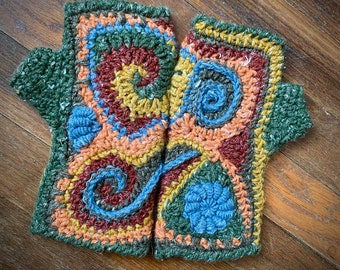 Freeform Crochet Fingerless Gloves Pattern