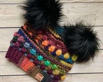 Crochet Hat Pattern - Wobble Bobble Beanie // Easy Beginner Textured Winter Hat Unisex Adult Beanie