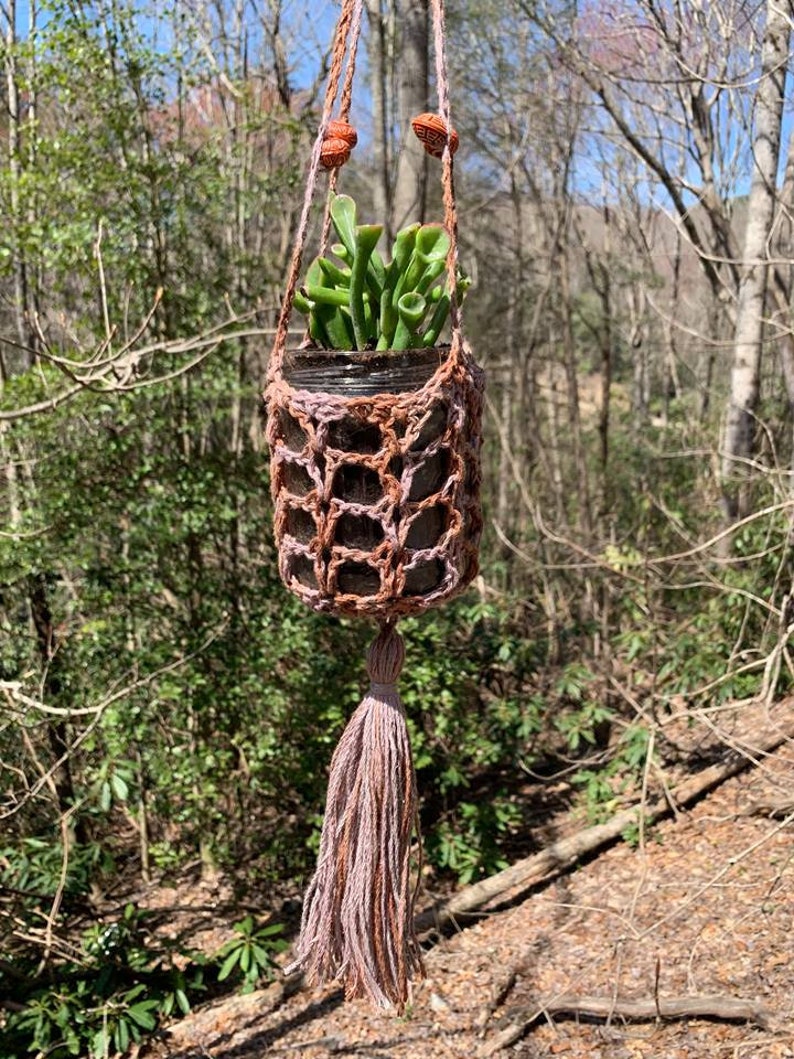 Crochet Planter Pattern 5 Hanging Planters with Tassels // Boho Home Decor // Crochet Plant Hangers // Succulent Planter image 5